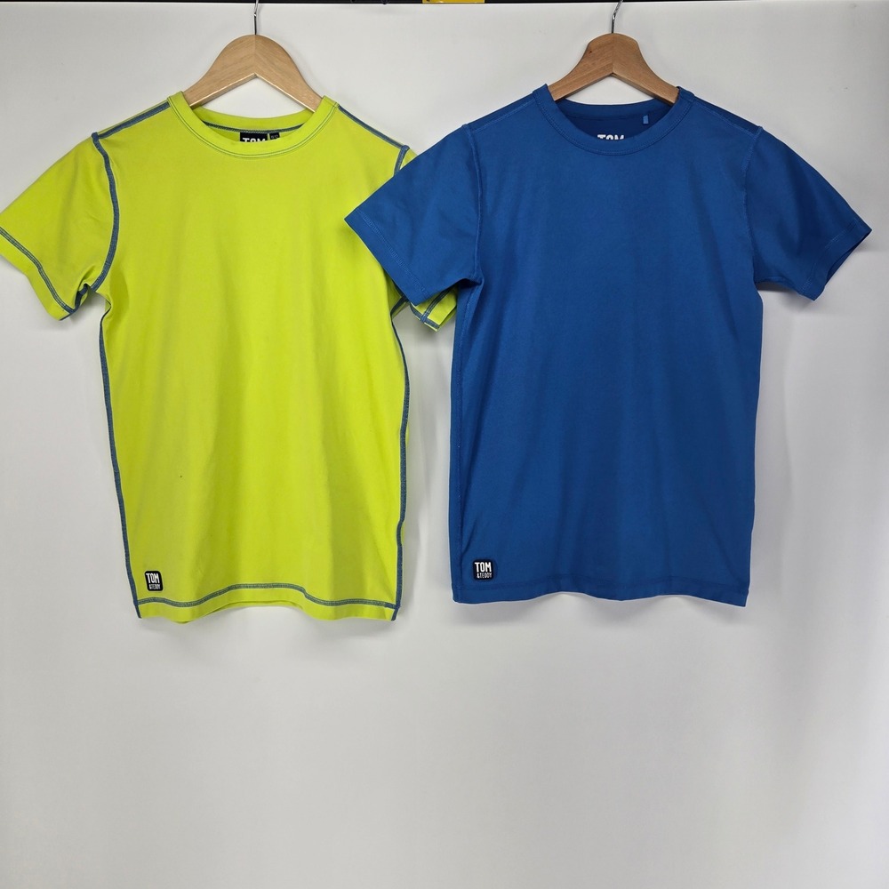 Tom & Teddy Rash Guard Swim Shirt Boys 11-12 Blue Lime Green Sun Protection Set